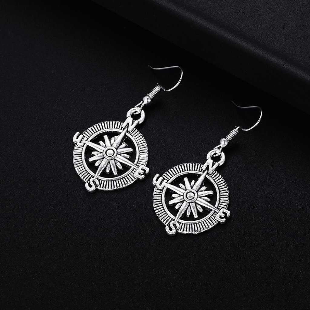 Trendy Vintage Compass Shape Dangle Earrings For Woman, K471